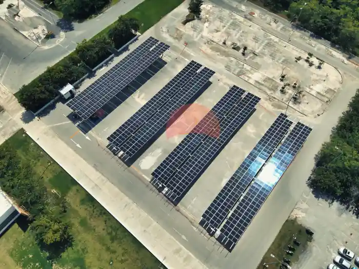 estacionamiento solar vista en drone